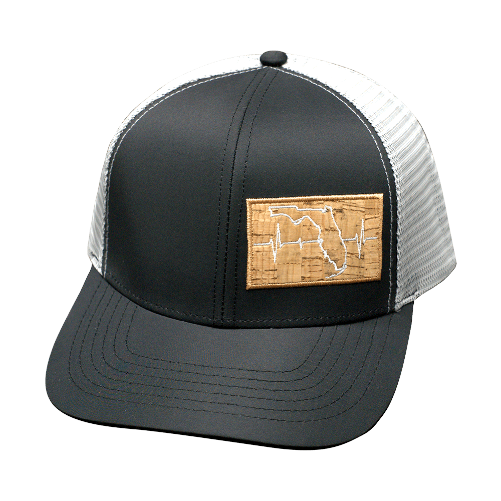 Florida Hat - Baseball Hat Fit - Black / Gray - Trucker Mesh